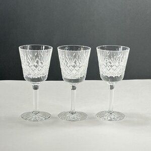 Crystal Wine Glasses Thomas Webb Warwick Pattern 6 Sided Stem 5 1/4" H Set of 3